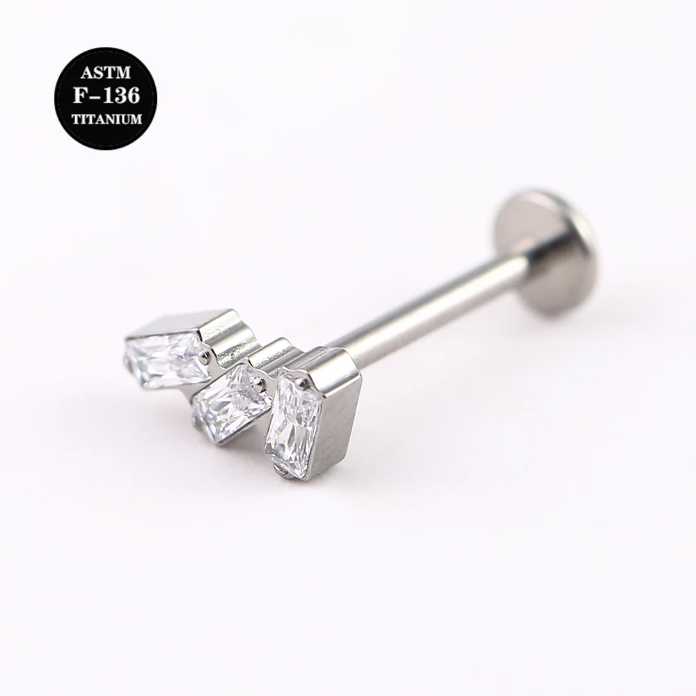 16G Titanium Labret Stud Flower Earring for Lip Helix Cartilage Daith Conch Earlobe Piercing Body Jewelry