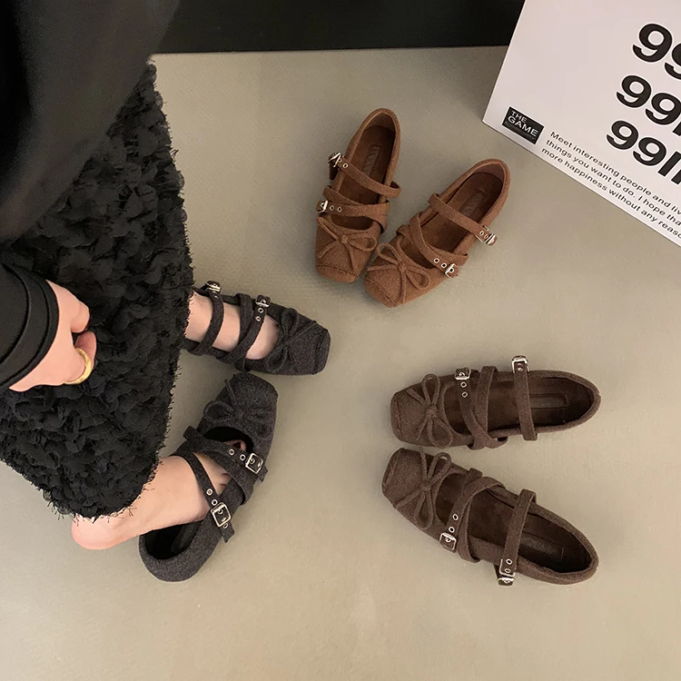 靴女性-2026-秋バレエフラットシューズローファーファー付き女性靴新しい秋バレリーナスリッポンドレスメリージェーンバレリーナシューズ