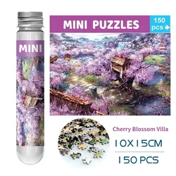 150PCS Mini Test Tube Jigsaw Puzzle Cherry Blossom Villa for Adult Decompression Toys Game Family Educational Toys