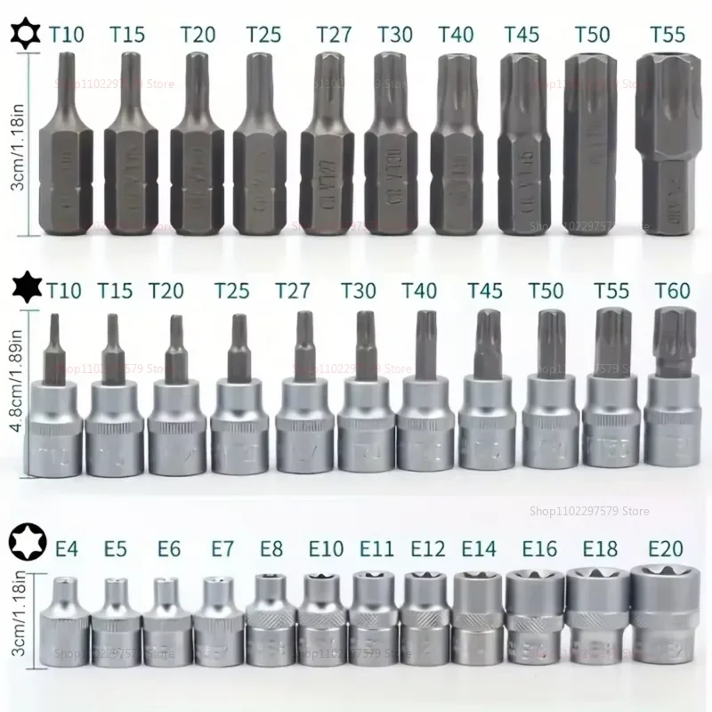 34pcs Female External Star Socket Set Storage Case -socket Tool Kit for Mechanics Enthusiasts and Automotive Repairs Convenient
