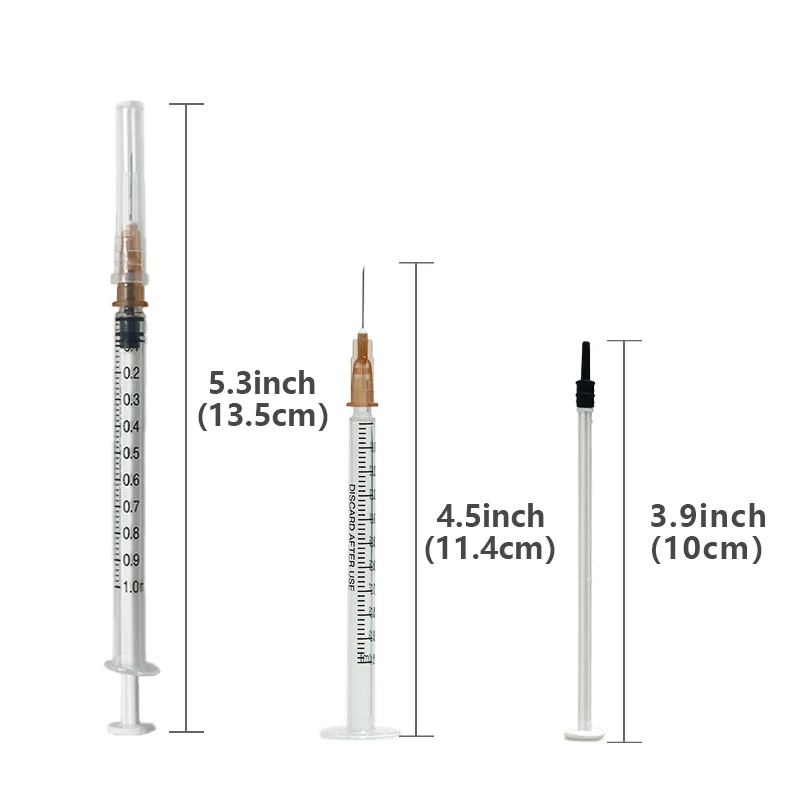 1ml/cc Sterile Einwegspritze aus Kunststoff mit 26G 1/2-Zoll-Nadel, Einzeln Verpackt für Veterinärmedizinische Anwendungen bei Haustieren, 100 Stück – Detail 2