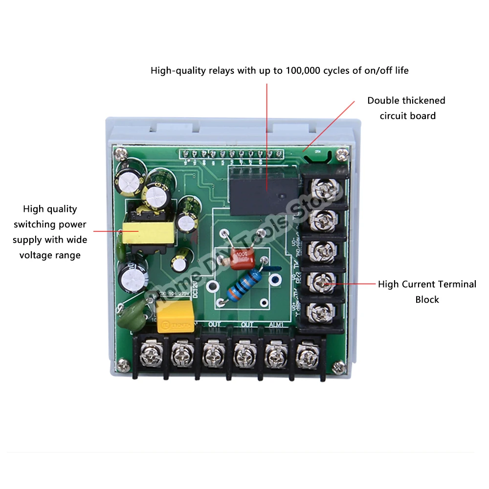 Bộ điều khiển nhiệt độ kỹ thuật số 3 trong 1 nhiệt kế đếm thời gian AC100 ~ 240V Bộ điều chỉnh nhiệt độ làm nóng/Làm mát