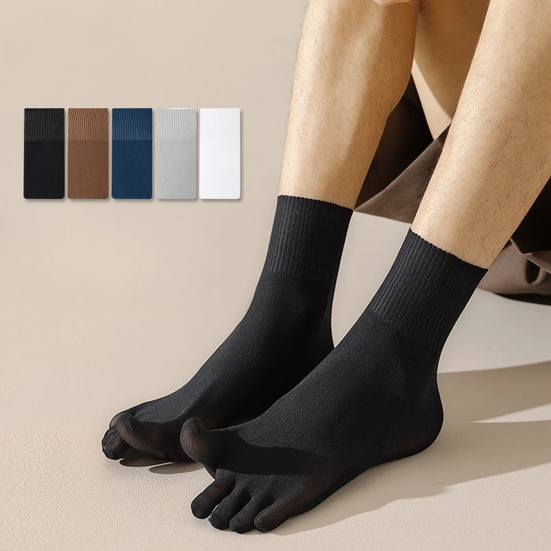 5 Pairs Velvet Five Finger Socks Men Thin Summer Toe Socks Middle Tube Sports Socks with Separate Fingers High Quality