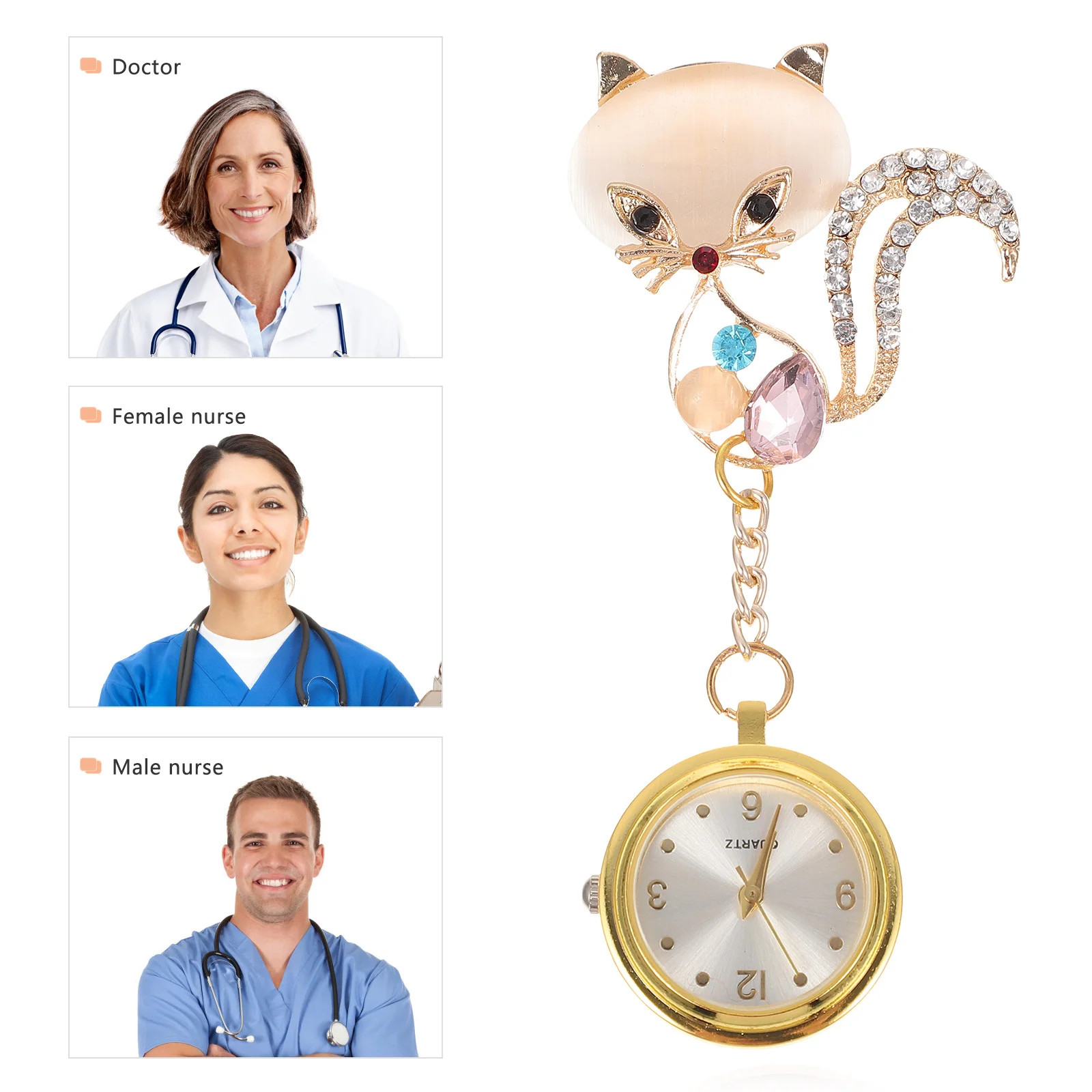 1 قطعة بروش ممرضة معلقة التلبيب ساعة خفيفة الوزن الكرتون دبوس ساعة الجيب هدية عملية لطبيب الممرضة