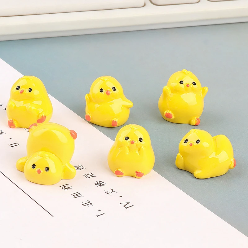 10Pcs Cute Cartoon Mini Chicken DIY Home Decoration Kawaii Miniatures Figurines Small Ornament Accessories Crafts Kids Gifts