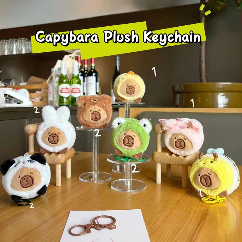 Creative Cartoon Lying Posture Capybara Plush Keychain Cute Animal Key Ring Lovely Bag Ornament Pendant Charms Birthday Gift