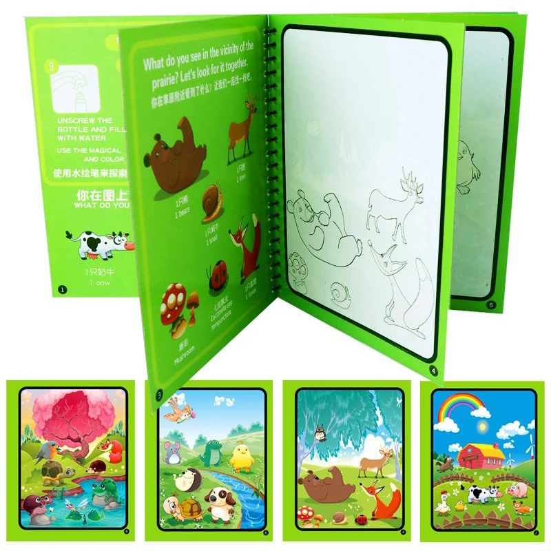 Imagem -03 - Magic Water Drawing Books For Children Coloring Book Graffiti Toy Painting Toys Faça Você Mesmo Craft Gifts