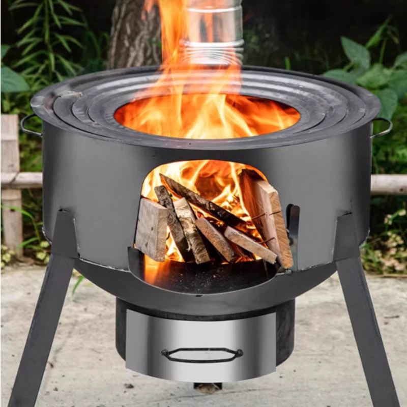Camping Field Fire Pits Household Rural Portable Brazier Stove Outdoor Grill Stand Camping Stove Heating Wood Fire Stove GG