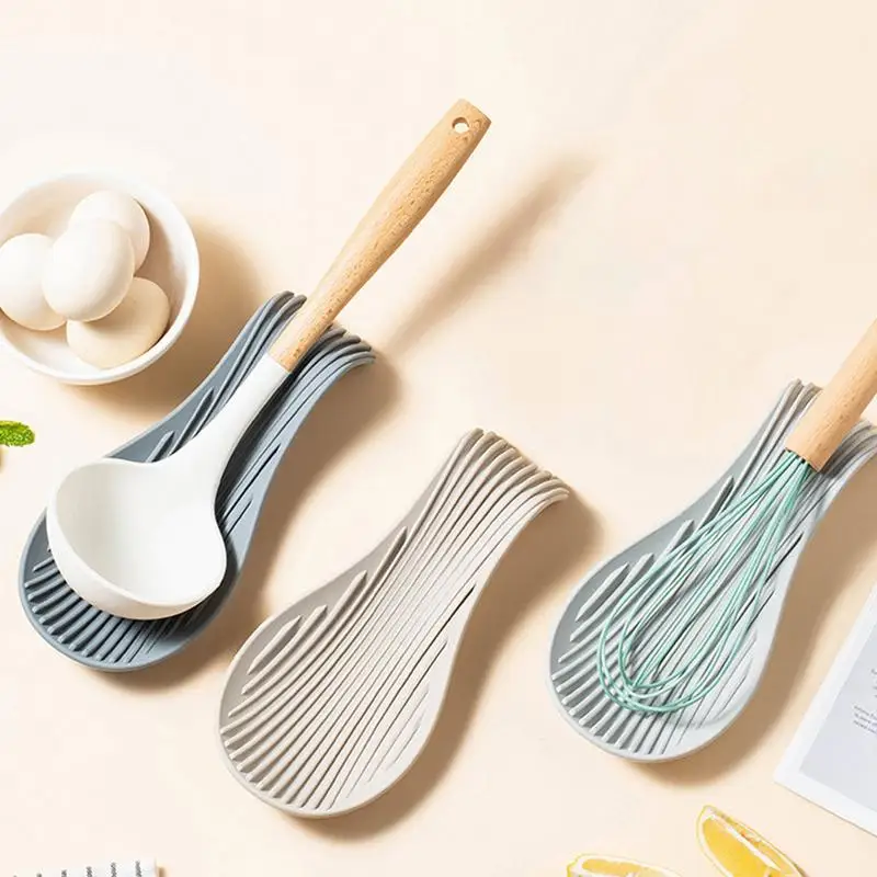 

Silicone Spoon Rest Kitchen Utensils Spatula Eggbeater Heat Resistant Placemat Tray Stove Organizer Utensil Spatula Holder Pad