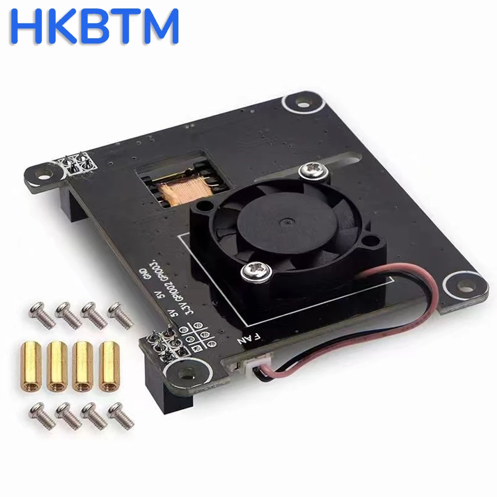 HKBTM POE HAT for Raspberry Pi , IEEE802.3af Standard Compliant, 5V 2.4A Output and 25x25mm Cooling Fan for Raspberry Pi 3B+/4B