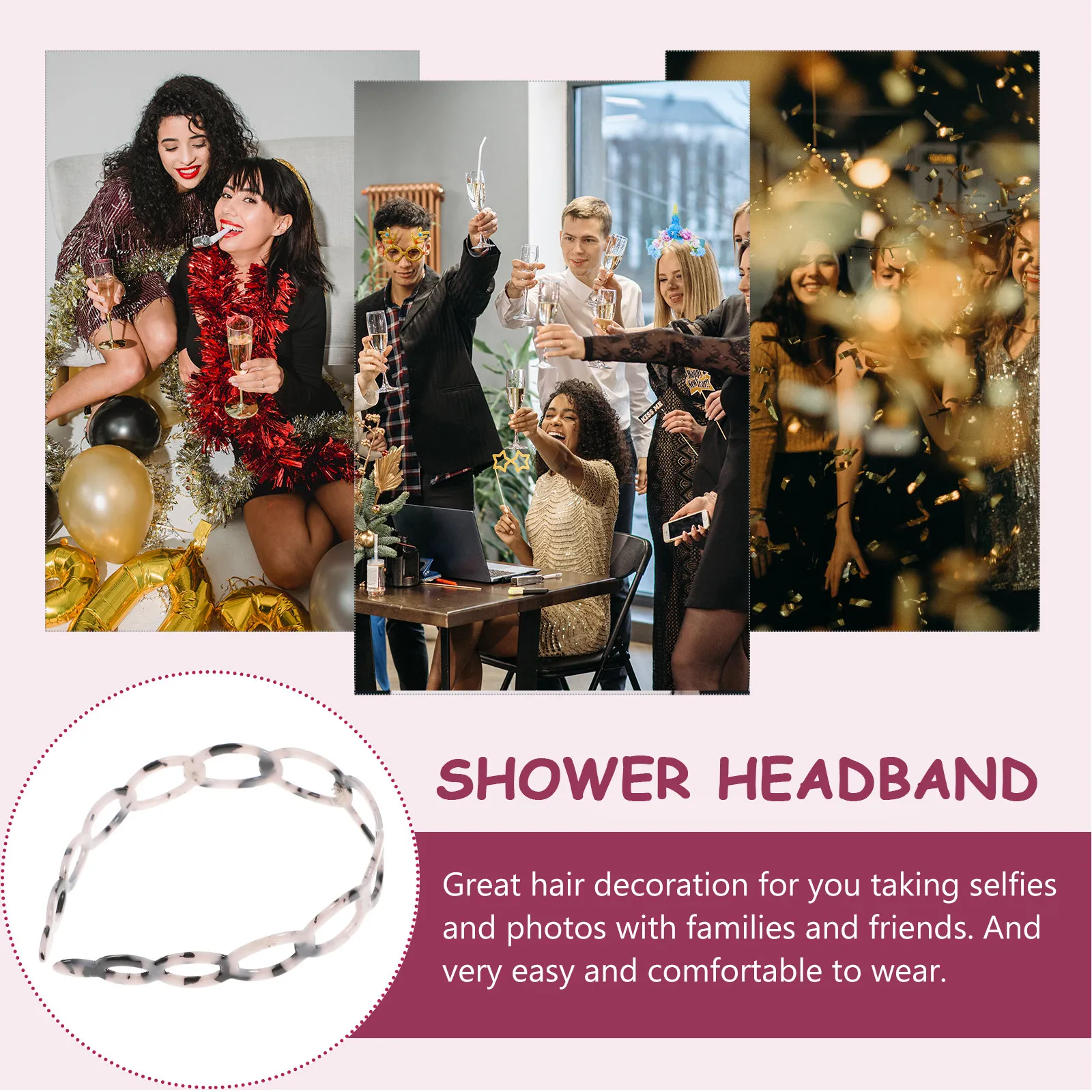 Retro Tortoiseshell Headband Women Fashion Lightweight Acetate Headdress Non-Slip Decorative Hairband for Banquet School Prom