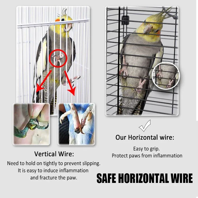 Imagem -04 - Fácil de Limpar em pé Gaiola Ornamental Casa Grande Espaço Reprodução Flight Cage Metal Home Crate Parrot Nest