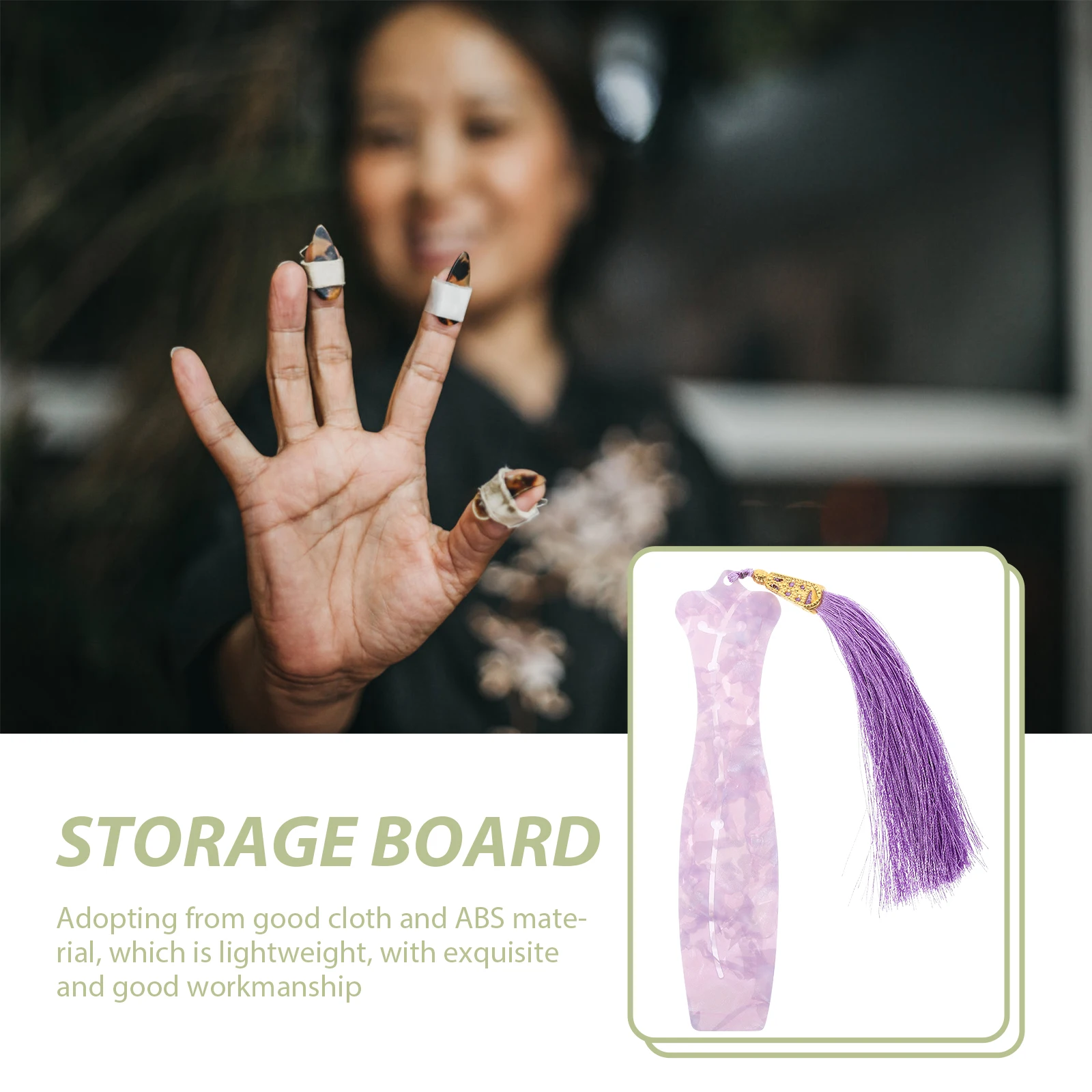 

Vintage Lightweight Guzheng Nail Storage Board Portable Plastic Pick Organizer Abs Cloth Material Hairpin Guitar Pick Holder