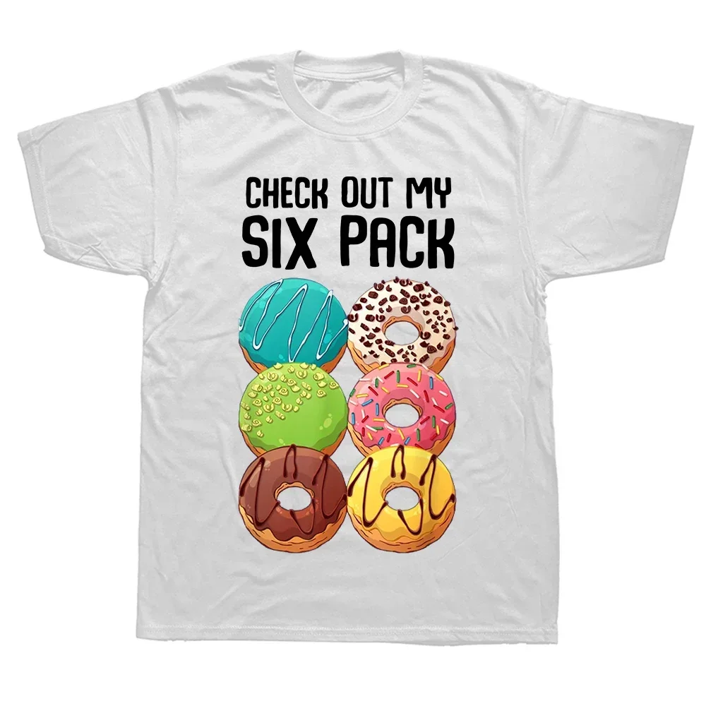 Summer Style Cotton Streetwear Short Sleeve Birthday Gifts Mens anime Clothing Check Out My Six Pack Donut Funny Gym T Shirts