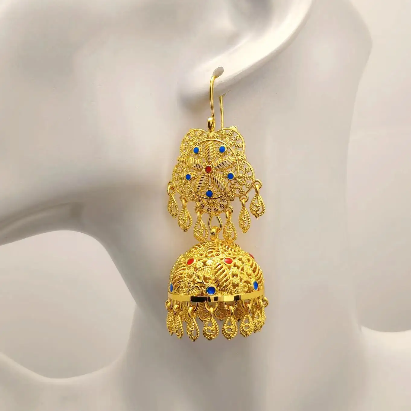 Indian Jhumka Earrings For Women Ethnic  Retro 24k Gold Color Lantern Dangle Earring Boho Style Gipsy Jewelry Gift Accessories