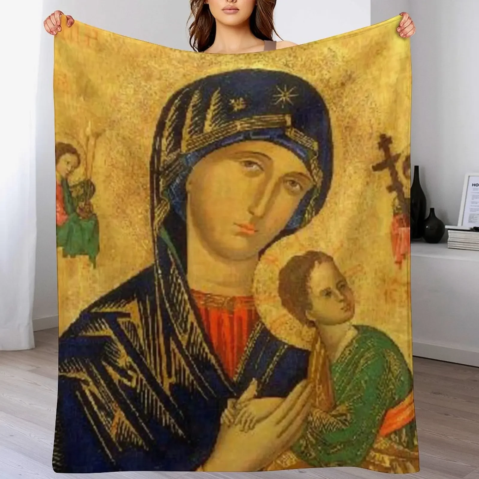 Our Mother of Perpetual Help Throw Blanket Cozy Microfiber Throw Blanket for Home Bedroom
