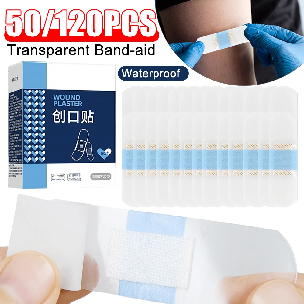 

50/120PCS Band-Aid Transparent Band Aid Stickers Waterproof Hemostasis Medical Adhesive Bandage Plasters Wound Strips First Aid