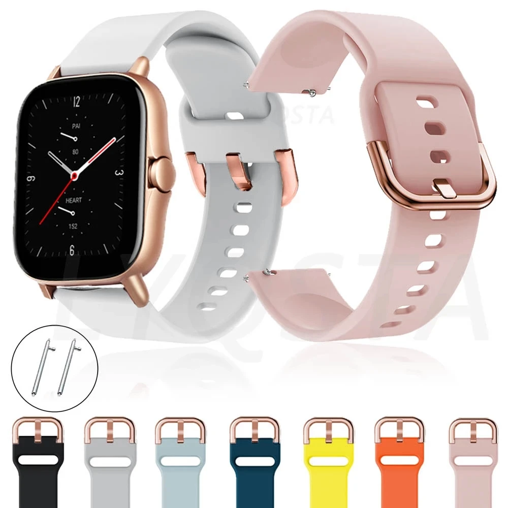 Huami Amazfit GTS 2E/GTR 42mm/huawei GT3 42mm GT 2 42mm 팔찌 Amazfit Bip U Bip S 손목 밴드 용 20mm 실리콘 시계 스트랩
