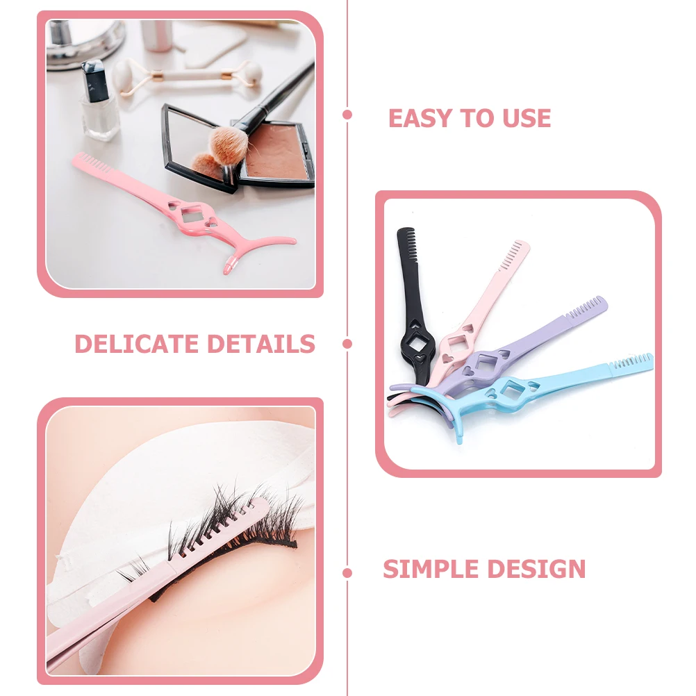 

4pcs Eyelash Comb Stainless Steel Tools Curler Lash Clamp Tweezers Beauty Tools Pink Purple Blue Black