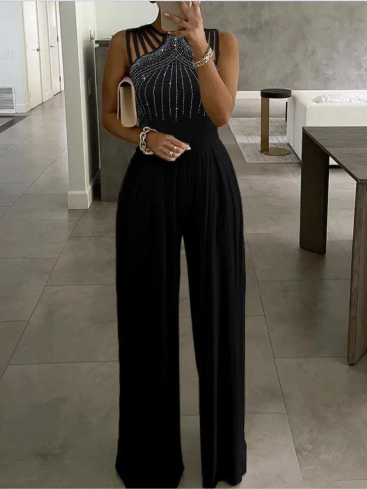 

Простые стильные комбинезоны для женщин, тонкий комбинезон Hot Diamond, однотонный, без рукавов, для поездок на работу, темперамент, элегантный, универсальный, для офиса