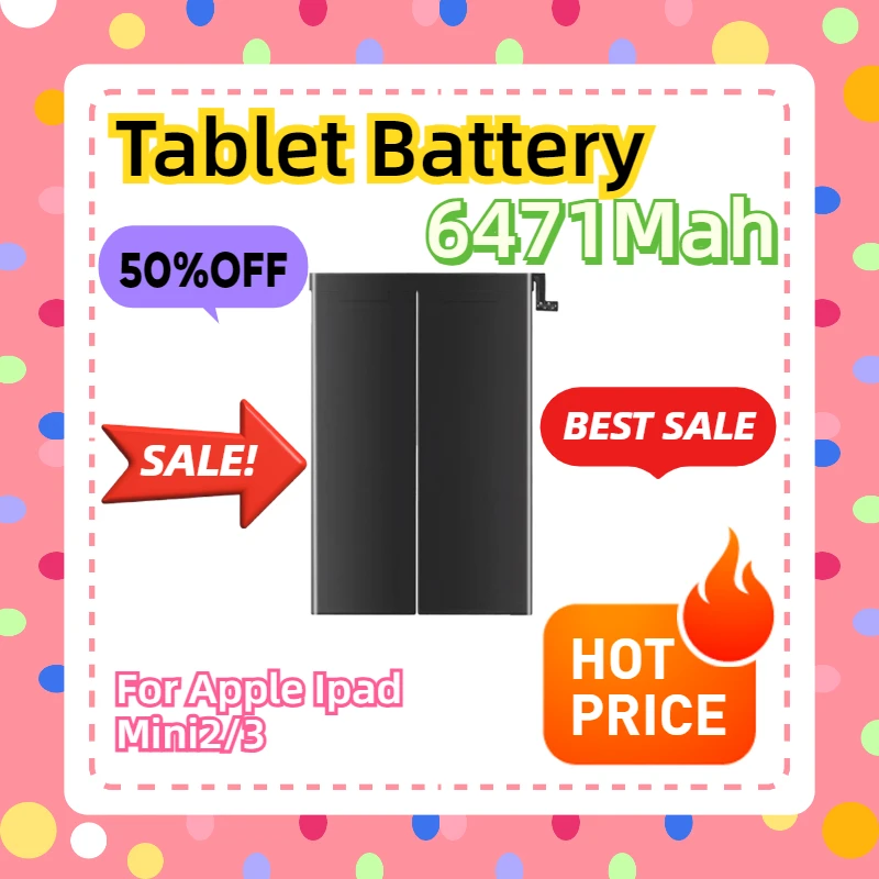 

For Apple Ipad Mini2/3 A1489 A1490 A149 A1599 A1560 A1561 Mini2 Mini3 Mini 2/3 Tablet Battery 6471Mah