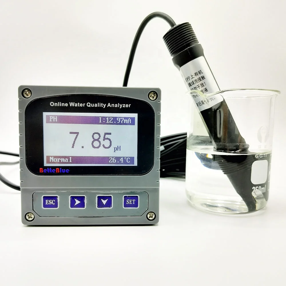 

Water Quality Monitoring Fish Shrimp Farming Agriculture 4-20mA Online pH Meter With pH Sensor