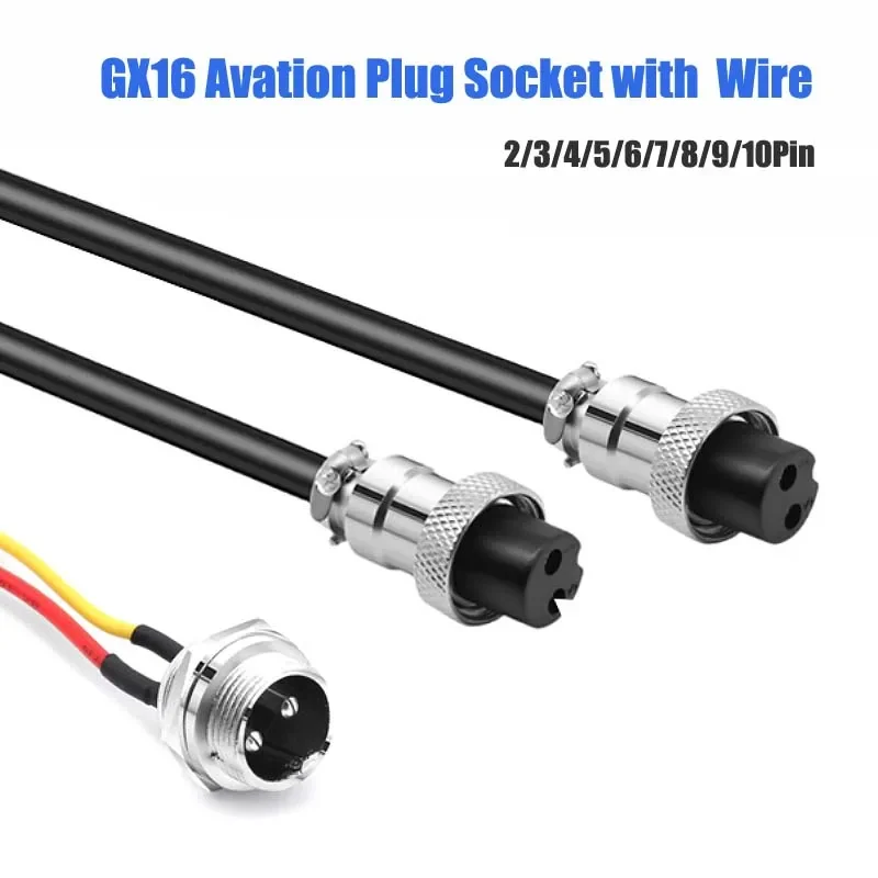 GX16 Aviation Plug Socket with Wire 2/3/4/5/6/7/8/9/10 Pin Female to Female Cable Connector 250V 4~7A  Abutment Aviation Joint