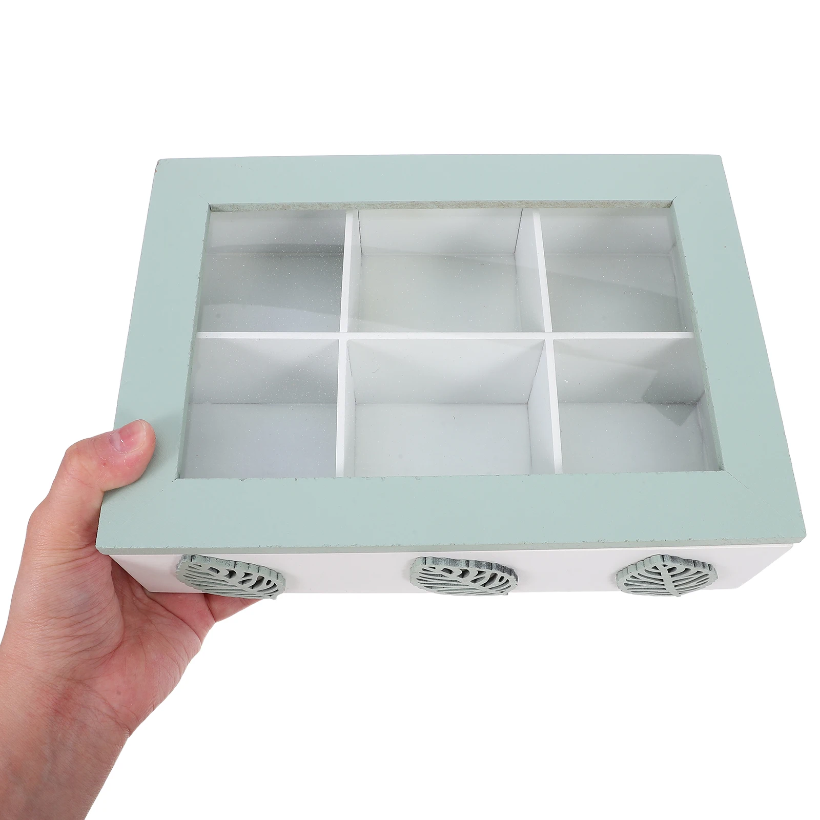 

6 Compartments Wooden Tea Bag Organizer Box Design Storage Container For Jewelry Snack Tea Sugar Packets Divider