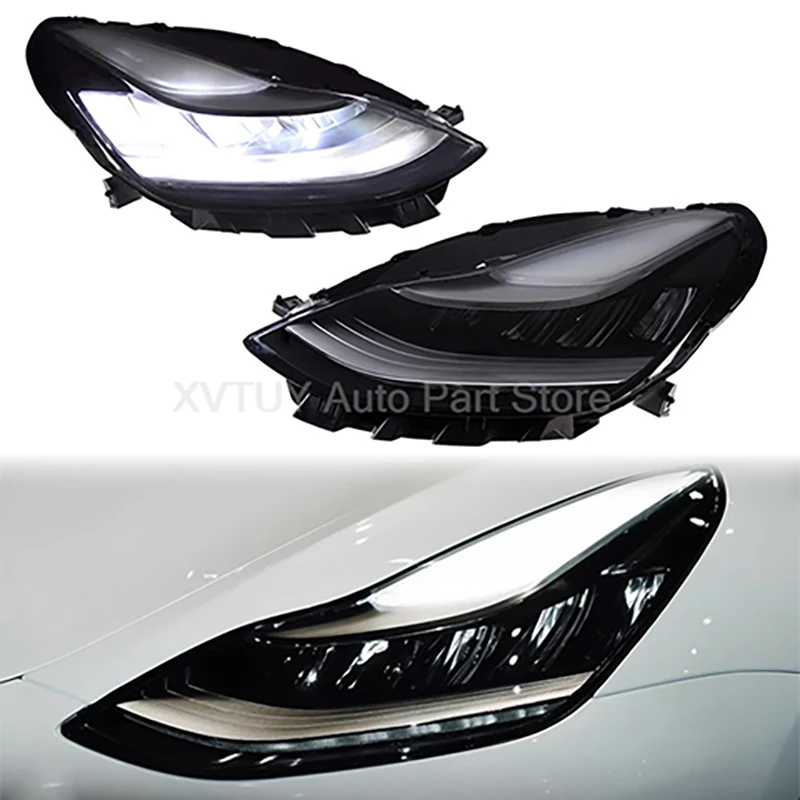 

Vehicle Headlight Assembly For Tesla Model 3 Model Y Car Lights Modified Design Daytime Running Lamps Accessories Sequential LED