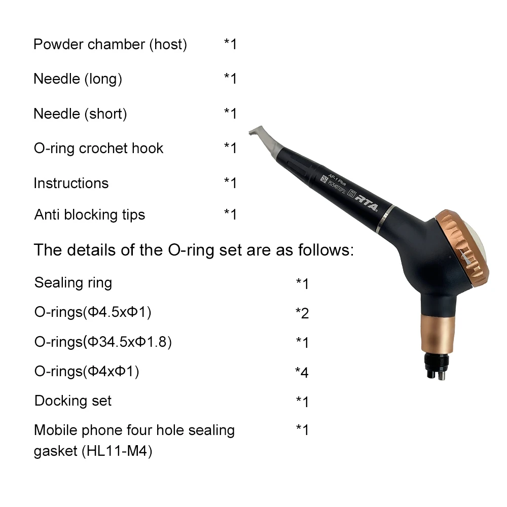 Woodpecker/DBA Air AP-1 Plus dental polisher machine 0.7mm Small Caliber Nozzle Detachable Three-Section Body