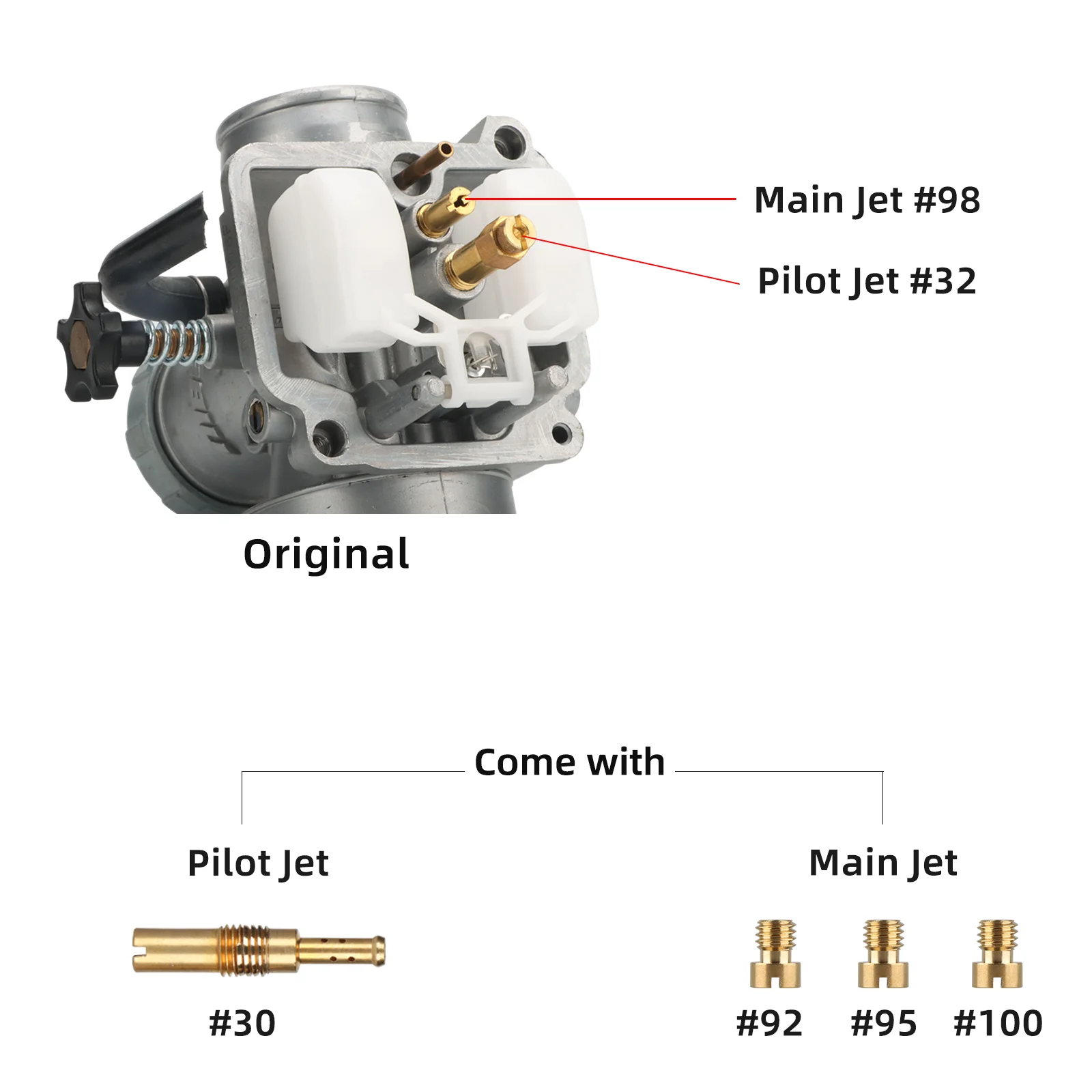 NIBBI Motorrad Vergaser Luftfilter Kit PE24mm/26mm/28mm/30mm Vergaser Mit Carb Jets für Yamaha Suzuki 2T 4T Moto Motor – Detail 5