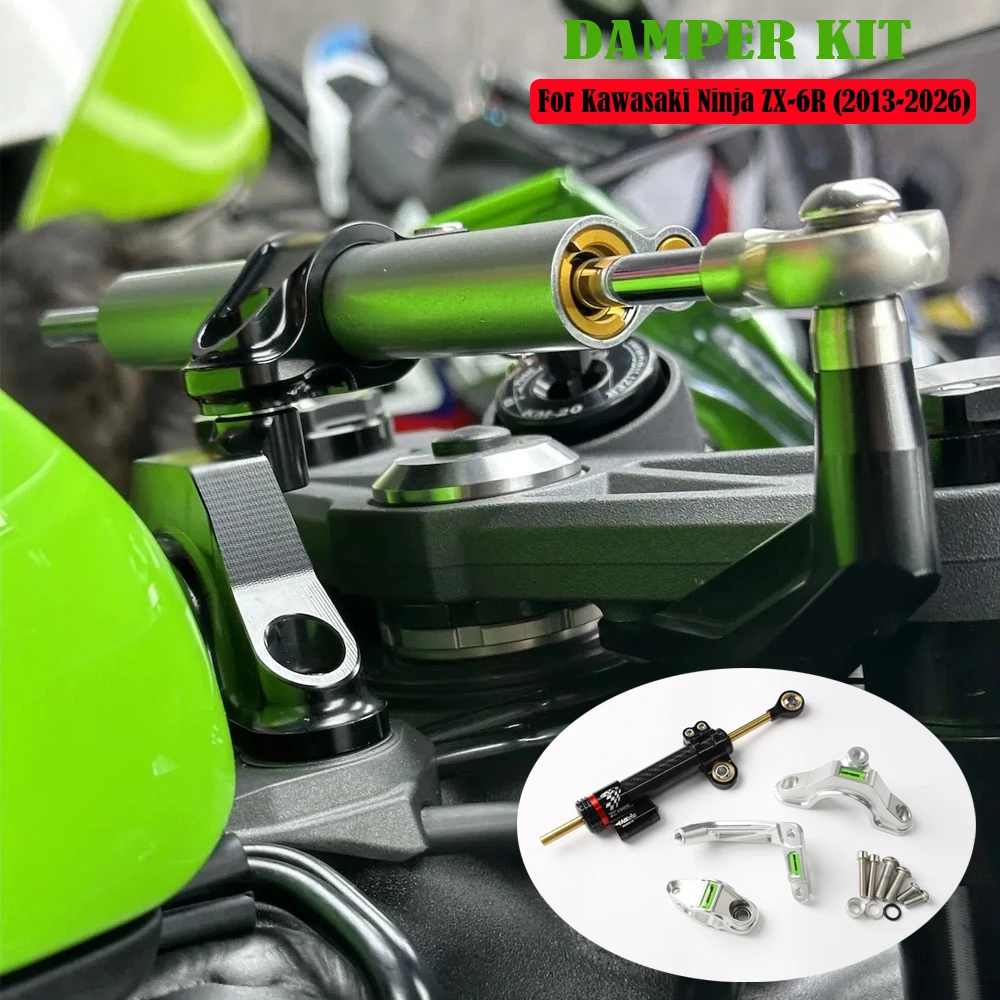 

NEW Motorcycle Steering Stabilizer Kit For Kawasaki Ninja ZX-6R 636 ZX 6R (2013-2026) Accessories ZX6R Damper Bracket Mount