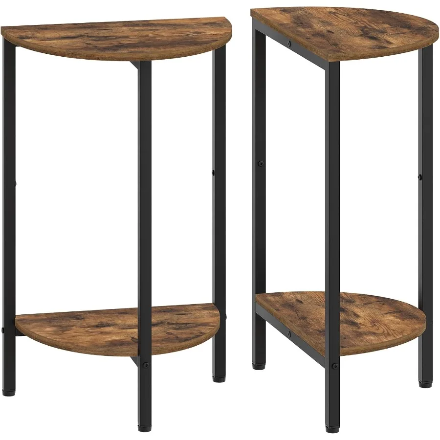 

Side Table Small End Table Set of 2 Half Round SOFE Table 2Tier Narrow Entryway Table Nightstand with Open Sheleves Thin Accent