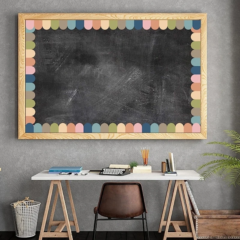 80Pcs Bulletin Board Border Trim Heart Colorful Dot Border Trim Wall Decals for Classroom Office Chalkboard Whiteboards P9JD