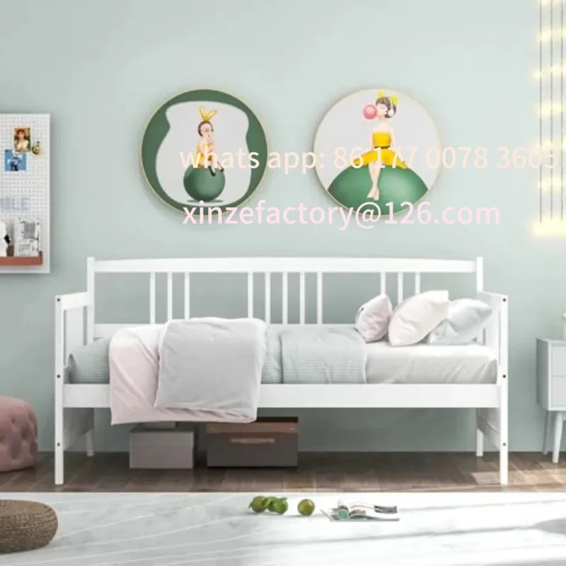 

Customizable Twin Daybed Frame Sofa Bed with Wooden Slats Support Rails No Box Spring Needed DualUse Day Bed Platform