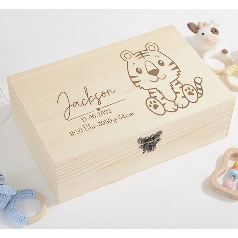 Personalized Baby Keepsake Box | Wood Memory Box | New Mom Gift | Custom Baby Gift Box | Baby Shower Decoration | Baptism Gifts