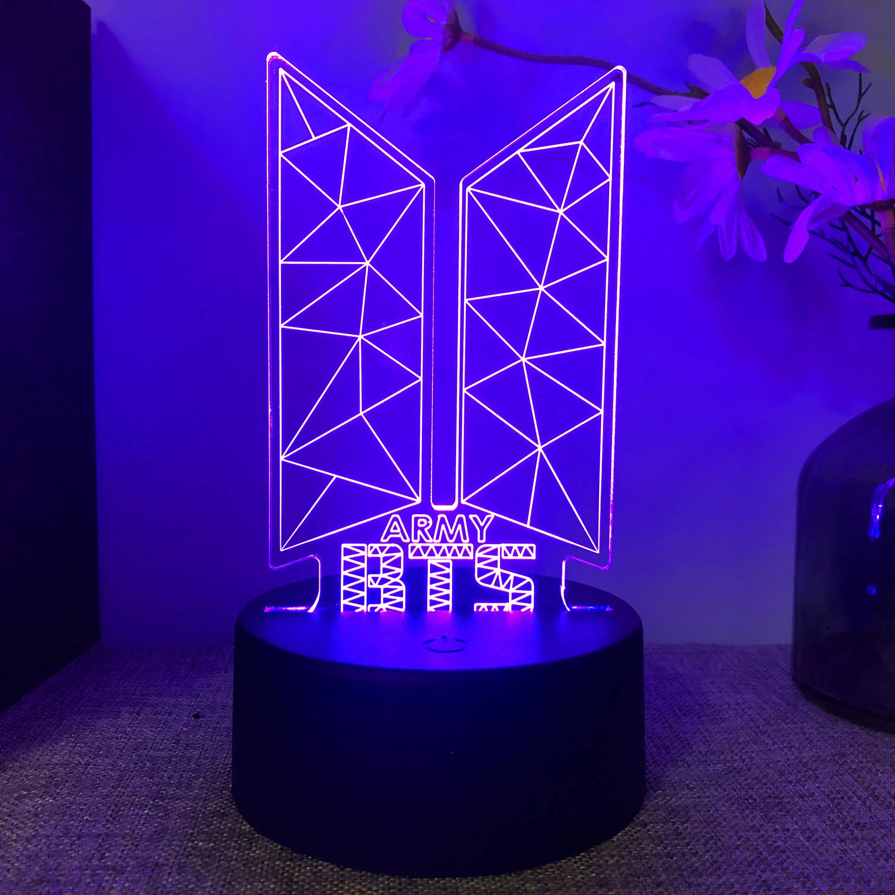 B-T-S Fans Gift 3D Acrylic Night Light 7 Color Adjustable Touch Night Light Indoor Decoration Table Lamp Christmas Gift