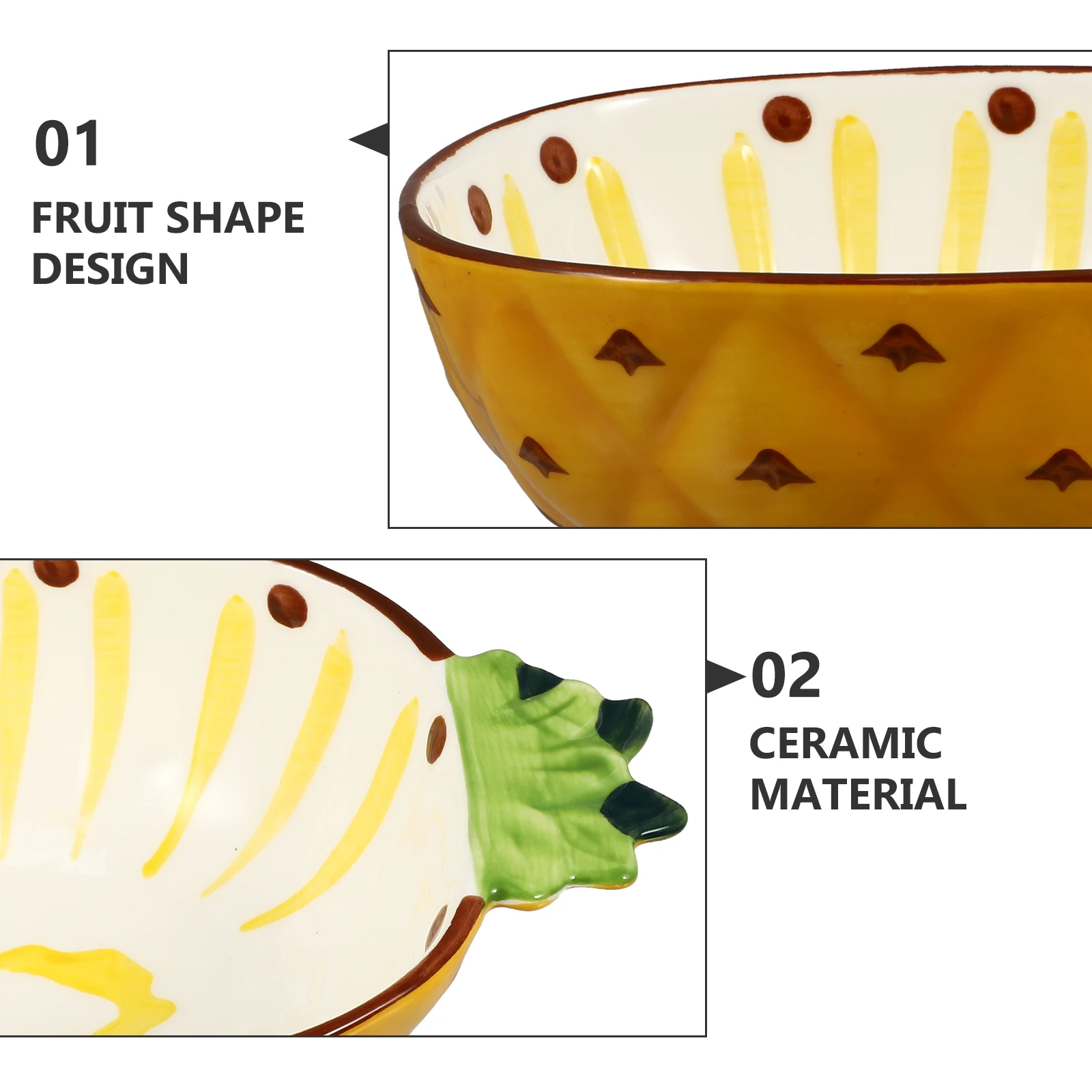 

Ceramic Fruit Shaped Bowl Handpainted Pineapple Design Salad Dessert Multi-Use Kids Friendly Home Decor
