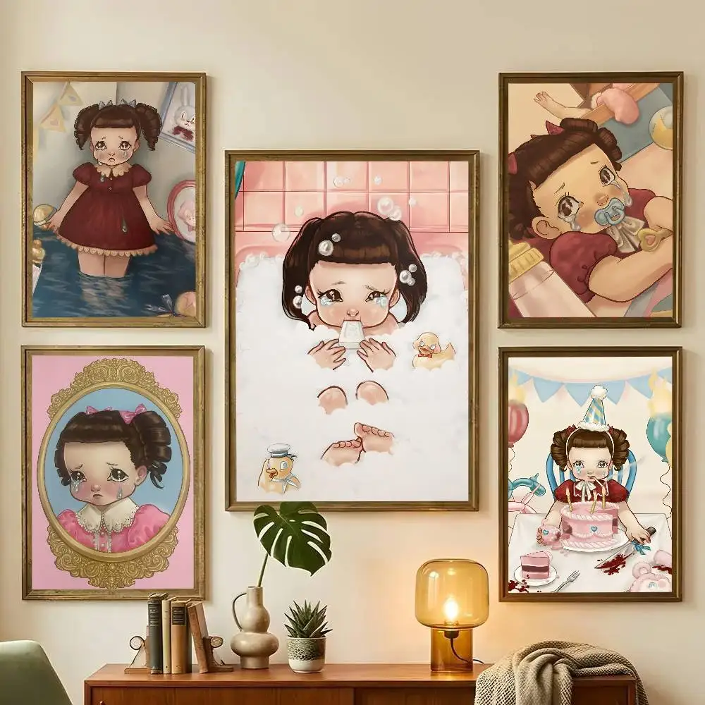 1pc M-Melanie Martinez Cry Baby Poster Sticker Print Waterproof Wall Art For Living Room Bedroom Home Decor