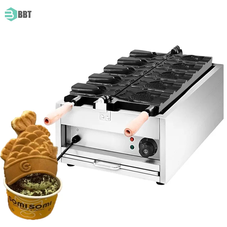 

Snack Equipment Waffle Making Machine Non-Stick Electric Taiyaki Maker Commercial Electric Waffle Maker Big Mouth