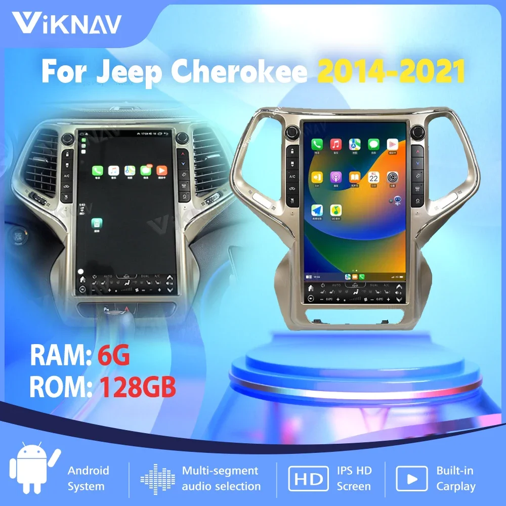 

13,6-дюймовый автомобильный радиоприемник Android 12 для Jeep Cherokee 2014-2021, GPS-навигация, Carplay, авто стерео, мультимедийный видеоплеер, головное устройство