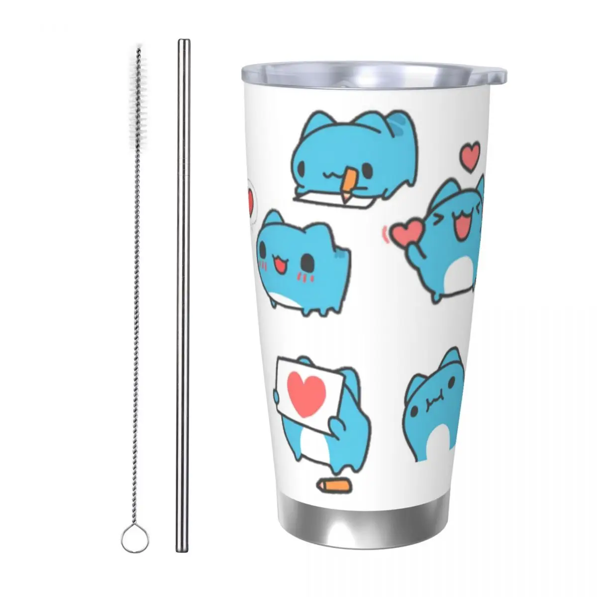Comic Cat Bugcat Capoo Bug Cat Stainless Steel Tumbler Vacuum Insulated Mug Thermal Cold Bottle Straws With Lid 20oz