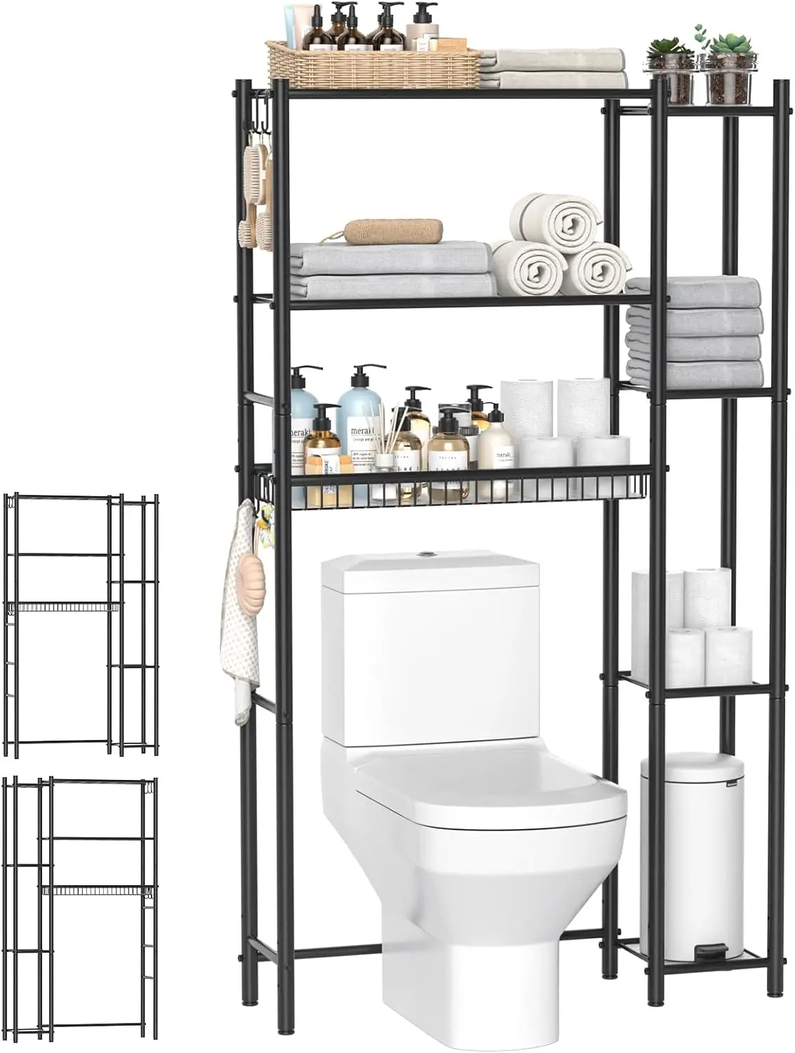 

Over The Toilet Storage Shelf - Bathroom Organizer Rack with 7-Tier Shelves, Adjustable Metal Shelf Above Toilet for Storage,
