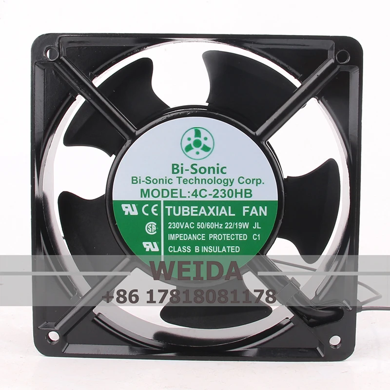 

Case Fan Dual Ball Bearing for Bi-Sonic 4C-230HB 120*120*38MM 230V 21/22W 12038 High Temperature Cooling Fan