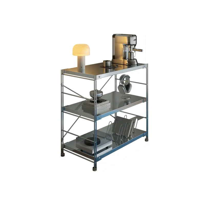 Stainless steel trolley rack floor-to-ceiling mobile living room kitchen multi-layer storage rack snack optical shaft storage
