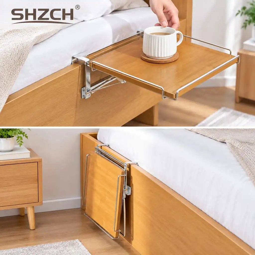 MOMO Small Folding Table Board Bedside Storage Flat Replacement Household Compact Table Top Organizer