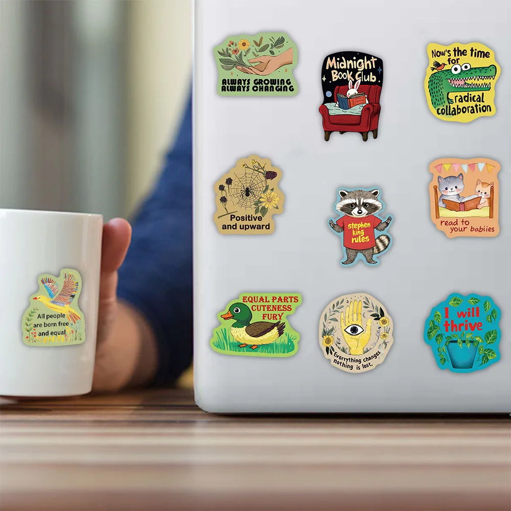 50PCS Cartoon Dopamine Inspirational Stickers Decorative Water Cups Guitar DIY Phone Case Luggage Laptop Waterproof Toy Stickers