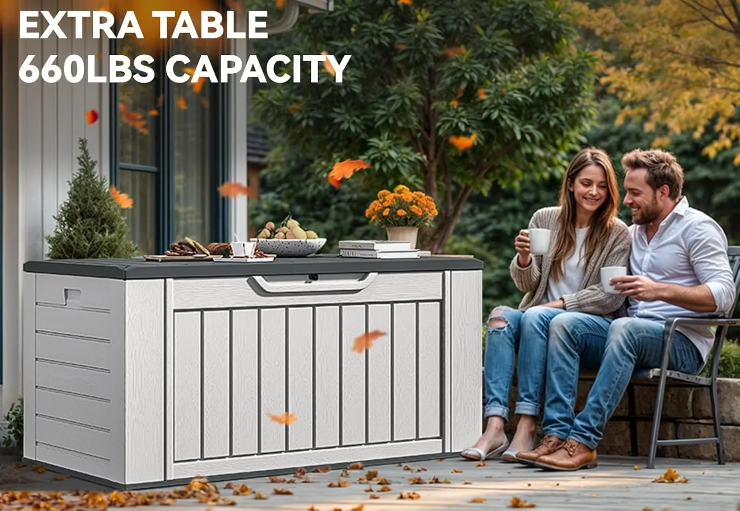 Extra Large160 Gallon Spacious Deck Container, Waterproof Outdoor Storage Chest for Patio Furniture Pillows, Gardening Equipment