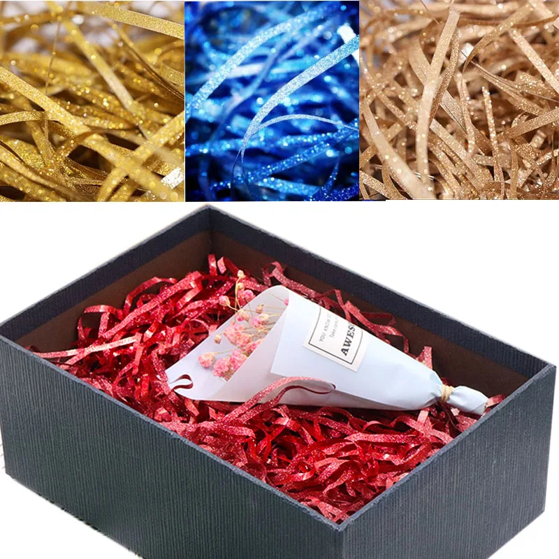 10/50/100g Flash Shredded Lafite Paper Raffia Filler DIY Christmas New Year Wedding Party Gift Box Material Packaging Filler