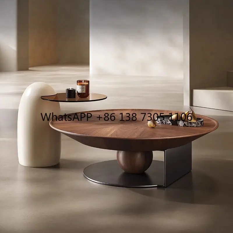 

Italian minimalist round coffee table light luxurymodern combination simple living room small apartment home advanced creativity